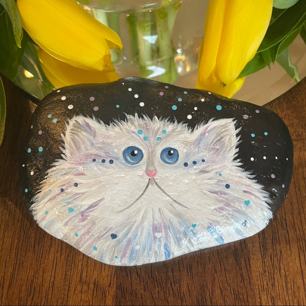 Hand-painted Cat Rock